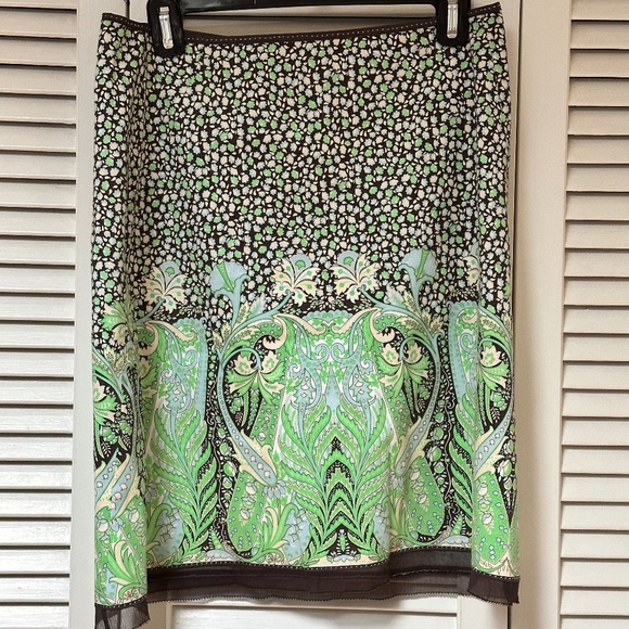 Elie Tahari Cotton Art Nouveau Print Skirt Size 6 Generous Fit - Picture 1 of 15